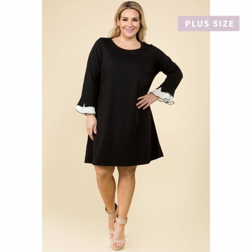 🚨🚨🚨PLUS SIZE DRESS WITH RUFFLED SLEEVE🚨🚨🚨